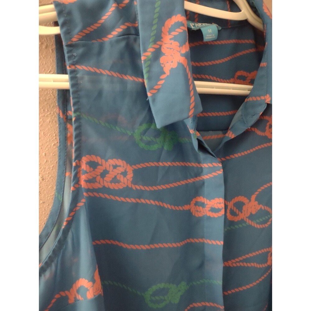 L’amour Nanette Lepore Women’s Sleeveless Blouse Nautical Print Blue Size M - Picture 2 of 11